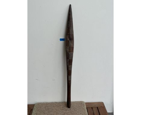 An Aboriginal fighting club, with notch carved chequered decoration. South West Australia, 33" long.