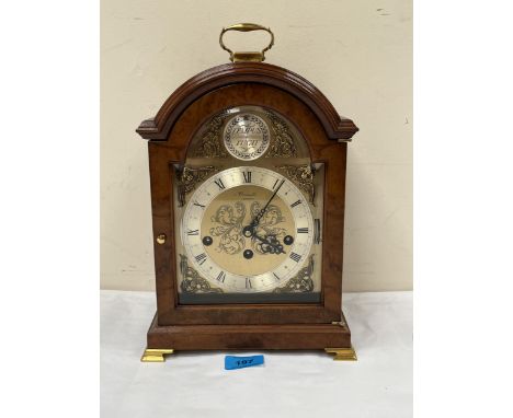 A walnut bracket clock, of recent manufacture, the dial signed Comitti, London, the three train movement by Kleninger strikin