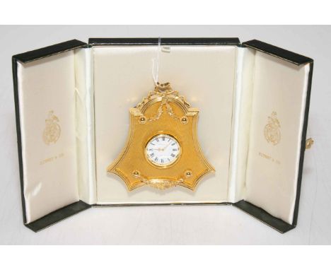 Kitney &amp; Co gilt and enamel boudoir clock in case.