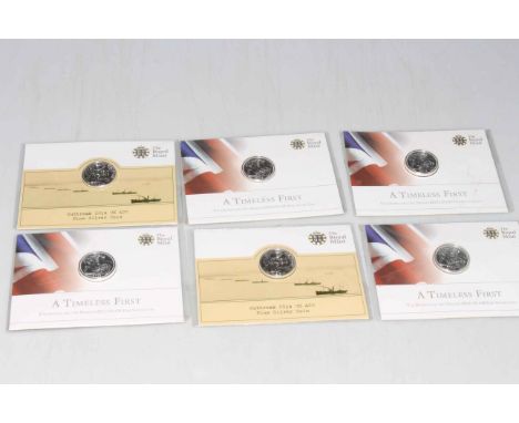 Collection of six silver proof Royal Mint £20 coin packs inc Timeless First 2013 (4) and Outbreak 2014 (2).
