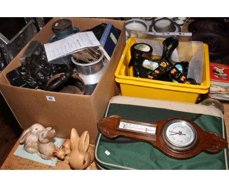 Collection of Barge Wares, barometer, railway lamp, milk churn, cast door knocker, pocket knives, sylvac rabbit 1026 and bear