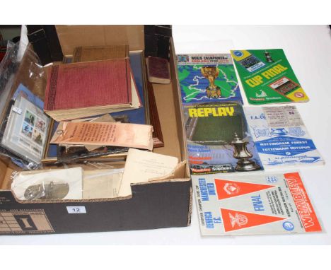Assorted postcards and photographs, British Post Office miniature sheets, football programmes including 1966 World Cup Souven