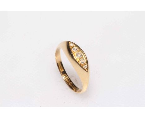 18 carat gold five stone diamond ring, Birmingham 1916, size K.