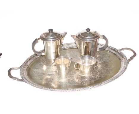 19th Century EPNS tray and an Art Deco four piece EPNS tea service.