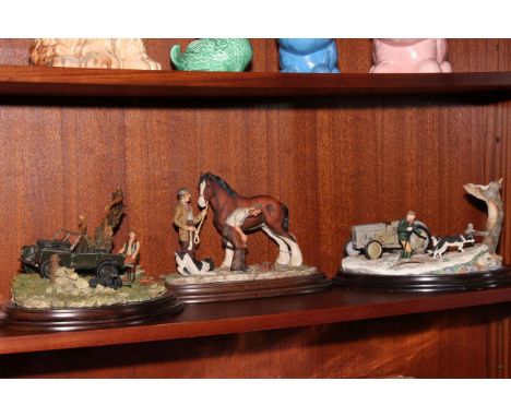 Three Country Artists sculptures, Winter Rescue, Farrier and First Light.