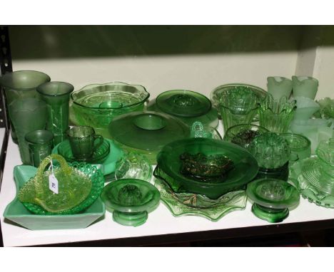 Collection of vintage Art Deco green glass.
