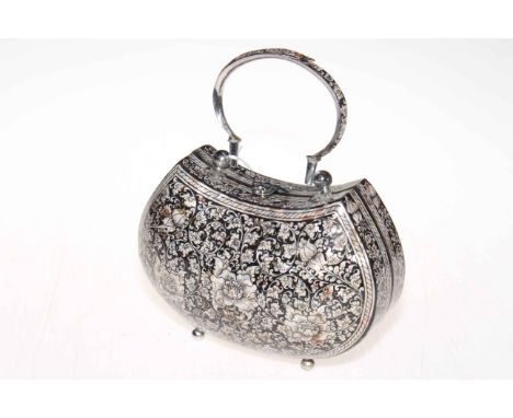 Mother of pearl inlaid dress handbag, 18cm across.