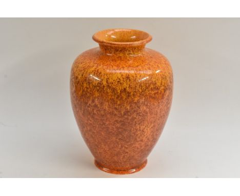 A large Pilkington Royal Lancastrian mottled orange ovoid vase, 33cm high, impressed mark, 2839