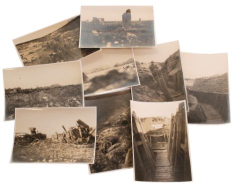 ORIGINAL GREAT PHOTOGRAPHS, CONNAUGHT RANGERS TRENCHES  WESTERN FRONT. Collection of 9 original photographs originally in the