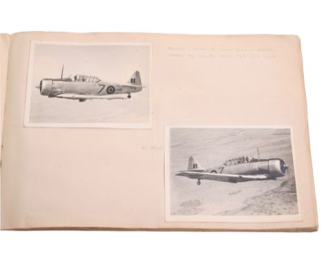 RAF PHOTOGRAPH ALBUM, RHODESIA, 1945. Training Squadron Cranborne, nice air to air images, Harvards, aerial photographs, grou