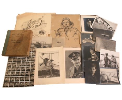 RAF PILOTS FLYING LOGBOOK F/LT J.F.L. WOOD. Unusual record in that F/LT Wood includes a four page summary of his first world 