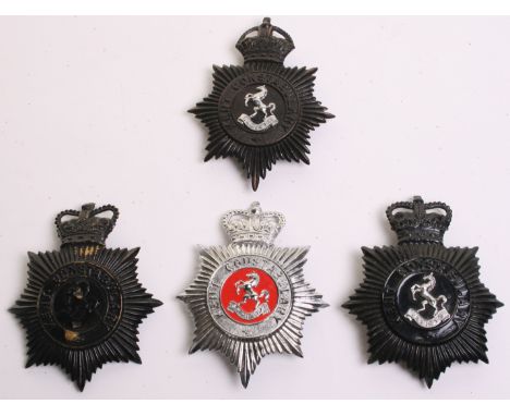 OBSOLETE KENT CONSTABULARY HELMET PLATES, consisting of GRVI blackened night plate with white metal Kent Horse on Invicta scr