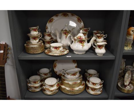 A large part tea and dinner service by Royal Albert in the Old Country Roses design