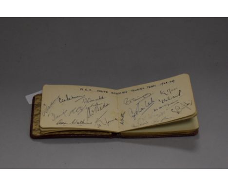 A vintage autograph book bearing signatures for MCC South African cricket team 1948 -49