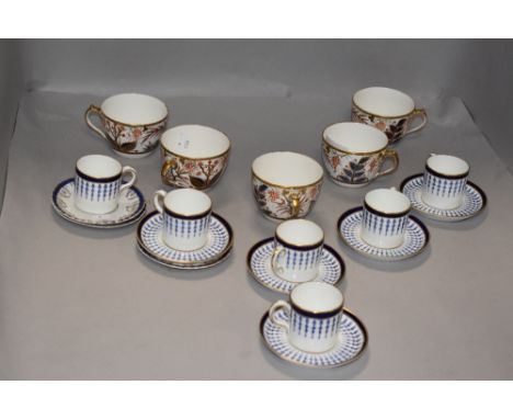 A set of coffee canisters in blue and gilt glaze by Royal Crown Derby
One saucer being chipped all other pieces of Worcester 