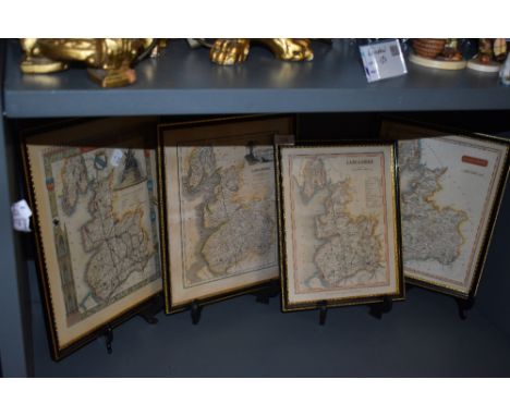 Four vintage map prints of Lancashire and Morecambe bay