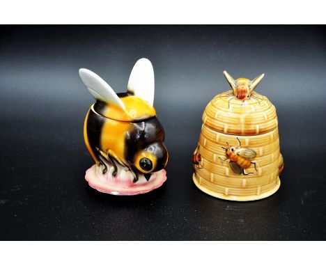 Goebel bee honey pot (small chip on bottom rim) plus one other Portugese pot
