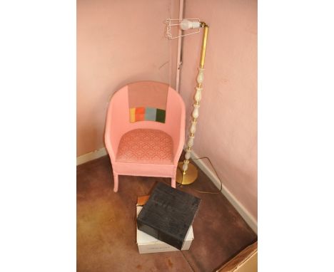 Lloyd loom style chair plus standard lamp
