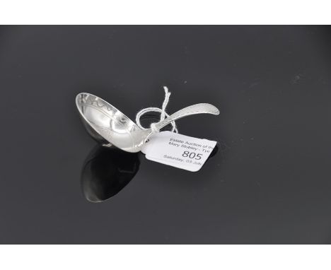 English sterling silver caddy spoon, London 1796 (A), maker George Burrows (GB), round bowl, brightwork decoration to bowl an