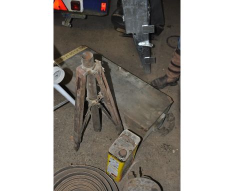 Vintage wooden ammunitions box with brass fitting surveyors tripod 