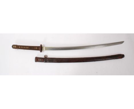 Second World War Japanese Officers Katana sword with older curved blade signed on tang and retaining most original polish in 