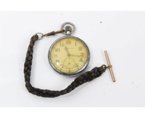 Second World War Jaeger-Lecoultre G.S.T.P open face pocket watch, with luminous Arabic numerals, minute, subsidiary seconds a