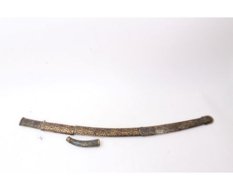 19th century Eastern enamelled and silver sword scabbard and part of the hilt with pierced decoration (blade missing)