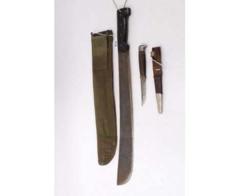 Second World War British Military Machete dated 1945, and another dagger (2)