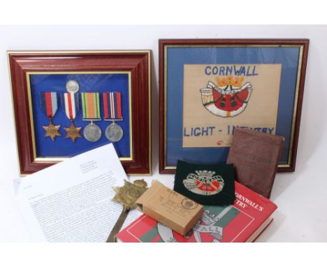 Collection of medals and Militaria relating to 14380128 H.G. Warren, Duke of Cornwalls Light Intantry, to include Second Worl