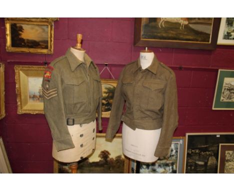 Second World War British Army Battle Dress blouse with Royal Engineers badges, together with another Battle Dress blouse date