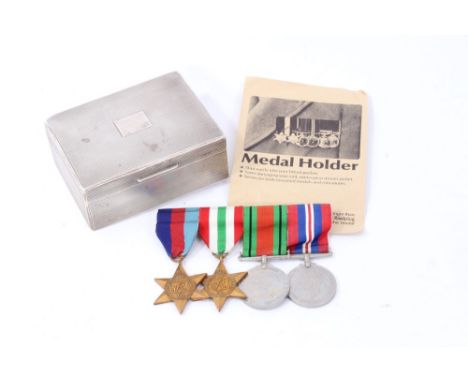 Second World War medal group comprising 1939 - 1945 Star, Italy Star, Defence and War medals (mounted on bar), together with 