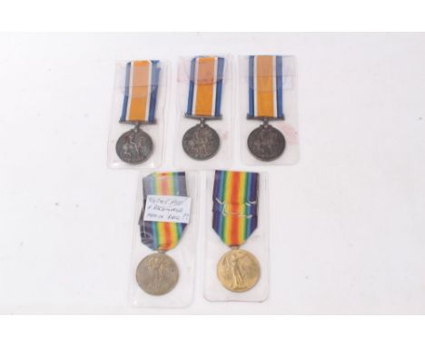 Collection of First World War medals comprising War medals named to 2653 DVR. F.G. Chinn. R.A., 876572 DVR. A. Cole. R.A., 38