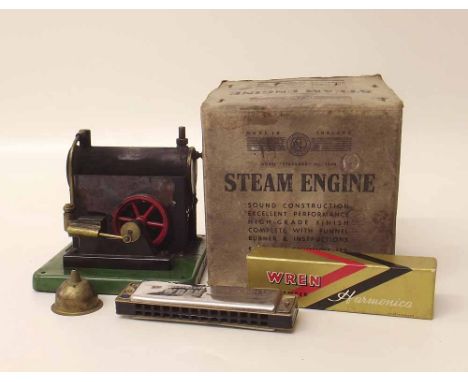 Signaling equipment steam engine model standard no.1540 boxed, also a boxed Wheatstone Wren harmonica Condition report: see t