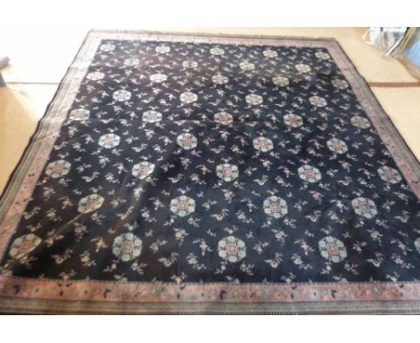 Large Chinese silk carpet 11ft x 12ft Condition report: see terms and conditions