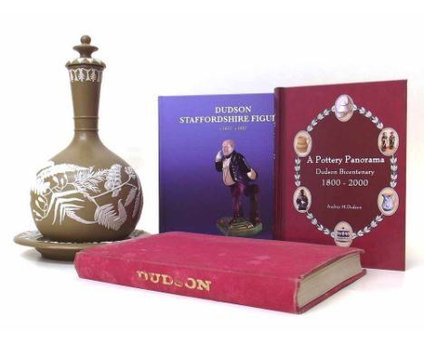 Dudson bottlevase with cover and stand, also three Dudson reference books Condition report: see terms and conditions