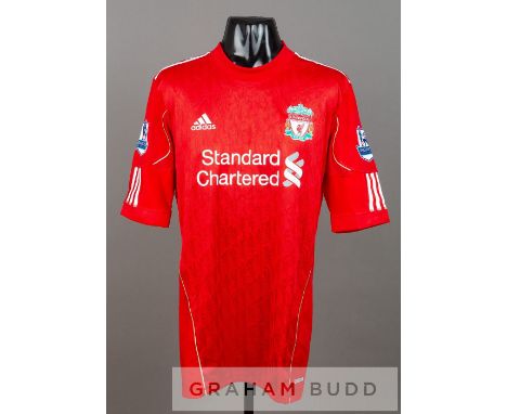 Danny Wilson red Liverpool no.22 home jersey, season 2010-11,short-sleeved with BARCLAYS PREMIER LEAGUE sleeve badges, club c