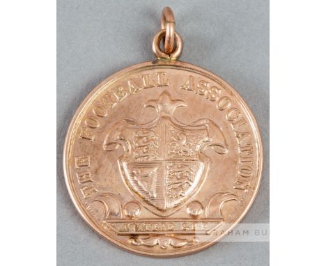 1899 F.A. Amateur Cup runners-up medal,hallmarked 9ct .375 Birmingham 1898-99 by Vaughton & Sons Ltd, obverse inscribed THE F