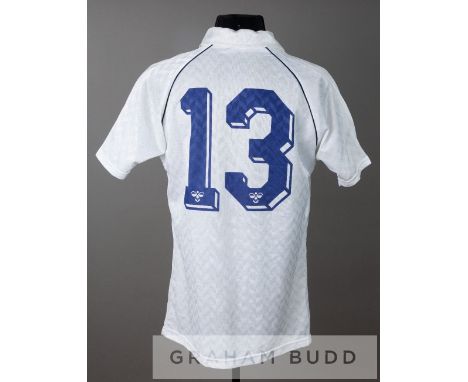 White Tottenham Hotspur no.13 substitute's jersey, circa 1988-89,by Hummel, short-sleeved with embroidered club crest and spo