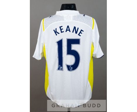 Robbie Keane signed white and yellow Tottenham Hotspur no.15 home jersey from the 2009 Barclays Asia Trophy in Beijing,short-