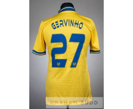 Gervinho yellow and blue Arsenal no.27 away jersey v Urawa Red Diamonds in the Asia Tour at Saitama, 26th July 2013,short-sle