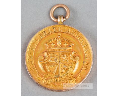 1908 F.A. Amateur Cup winner's medal awarded to F. Aston of the Royal Engineers Depot Battalion,hallmarked 9ct. gold, Birming