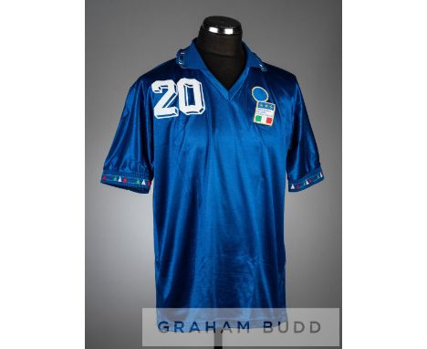 Roberto Baggio blue Italy No.20 jersey v USA, in the first U.S Cup played at Solider Field, on 6th June 1992,short-sleeved wi