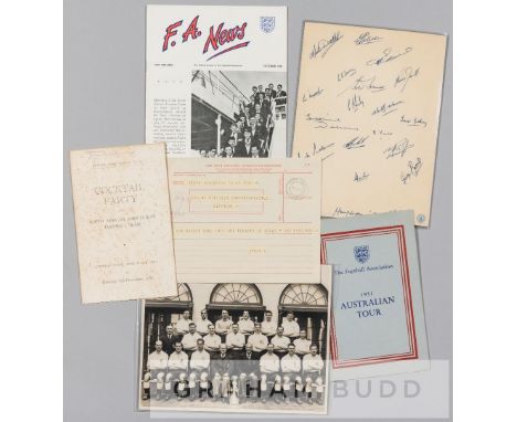 Football Association International tour memorabilia,comprising the 1951 FA Australian Tour itinerary, 16-page booklet with co