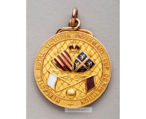 Newcastle Royal Victoria Infirmary Cup Competition winner's medal awarded to Newcastle United's Frank Watt in 1920-21,9ct. go