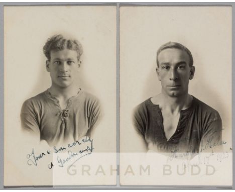 Albert 'Bert' Goodmand and Harold James Halse signed Charlton Athletic player portrait postcards,each Gert. A Lever photograp