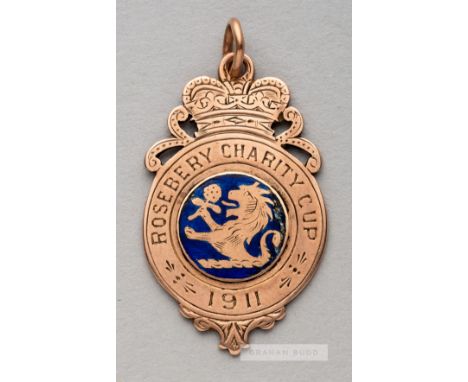 Rosebery Charity Cup Final winner's medal awarded to Hibernian FC's Matt Paterson in season 1910-11.9ct. gold, by Dungan of E