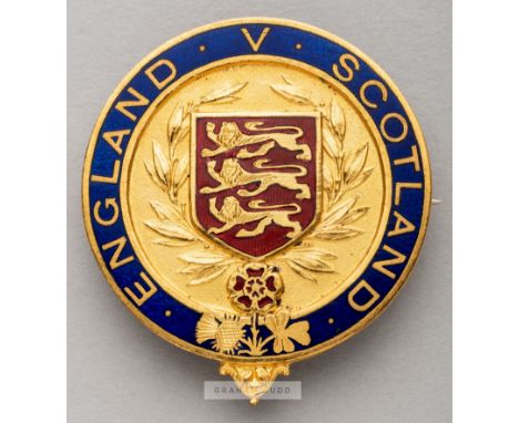 Sir Frederick Wall's Football Association Official's badge for the England v Scotland international played at Stamford Bridge
