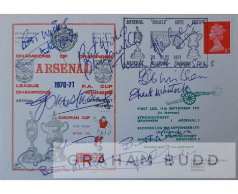 Arsenal FC signed commemorative postal cover from the 1970-71 double-winning season,Official Football League Series Special E