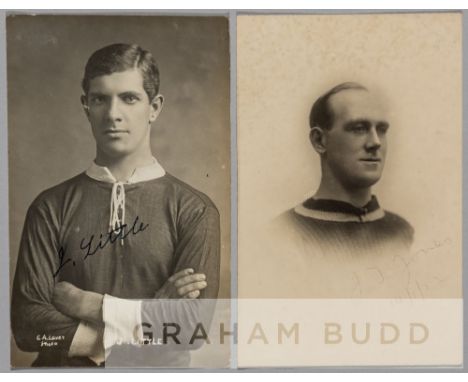 Joseph 'Jack' Little and Joseph 'Joey' Jones signed Crystal Palace player portrait postcards,the first by G.A. Lovet and the 