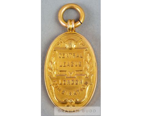 1938 Central League v London Football Combination representative medal, 9ct. gold, Birmingham, 1938, by Vaughton & Sons Ltd.,